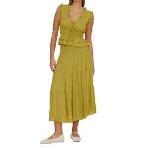 NEW LUCY PARIS tropez smocked top in chartreuse